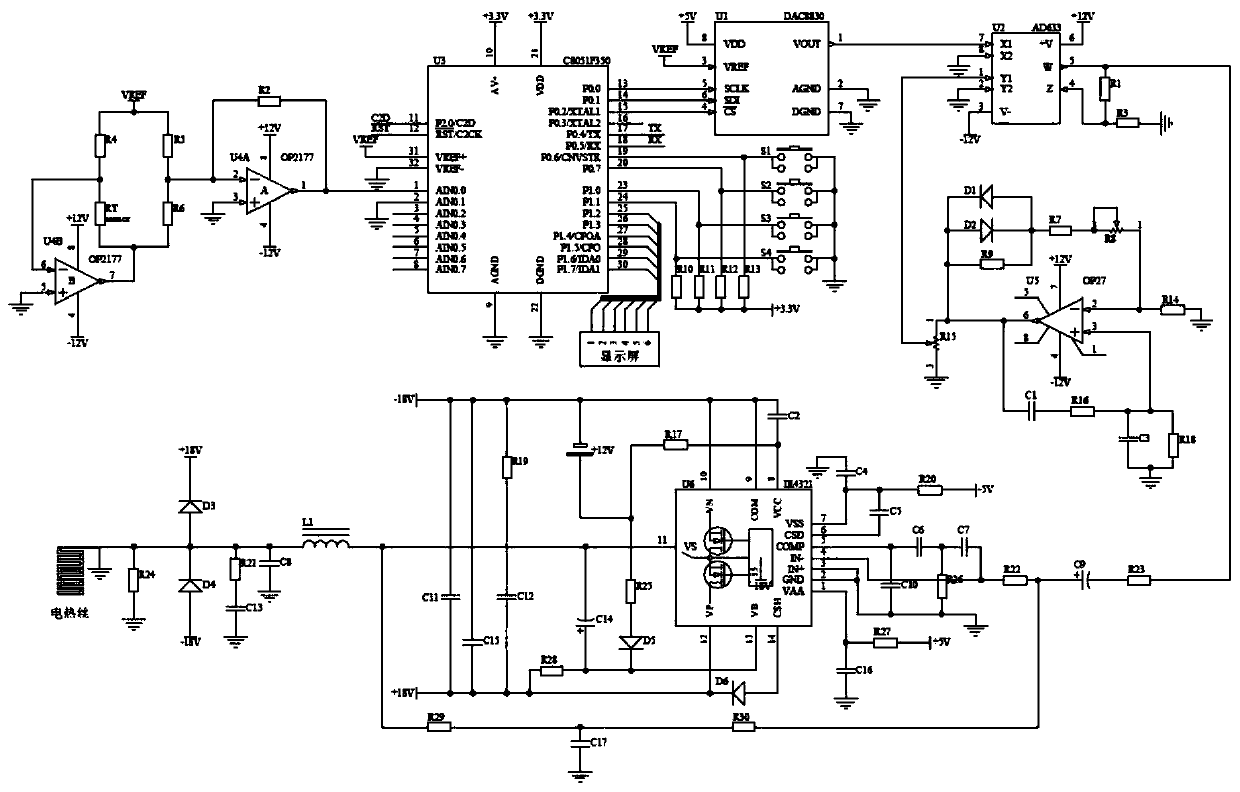 A temperature control device for electric heating wire driven by radio frequency signal