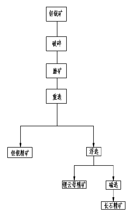 Production method for preferably selecting lepidolite from tantalum and niobium ores