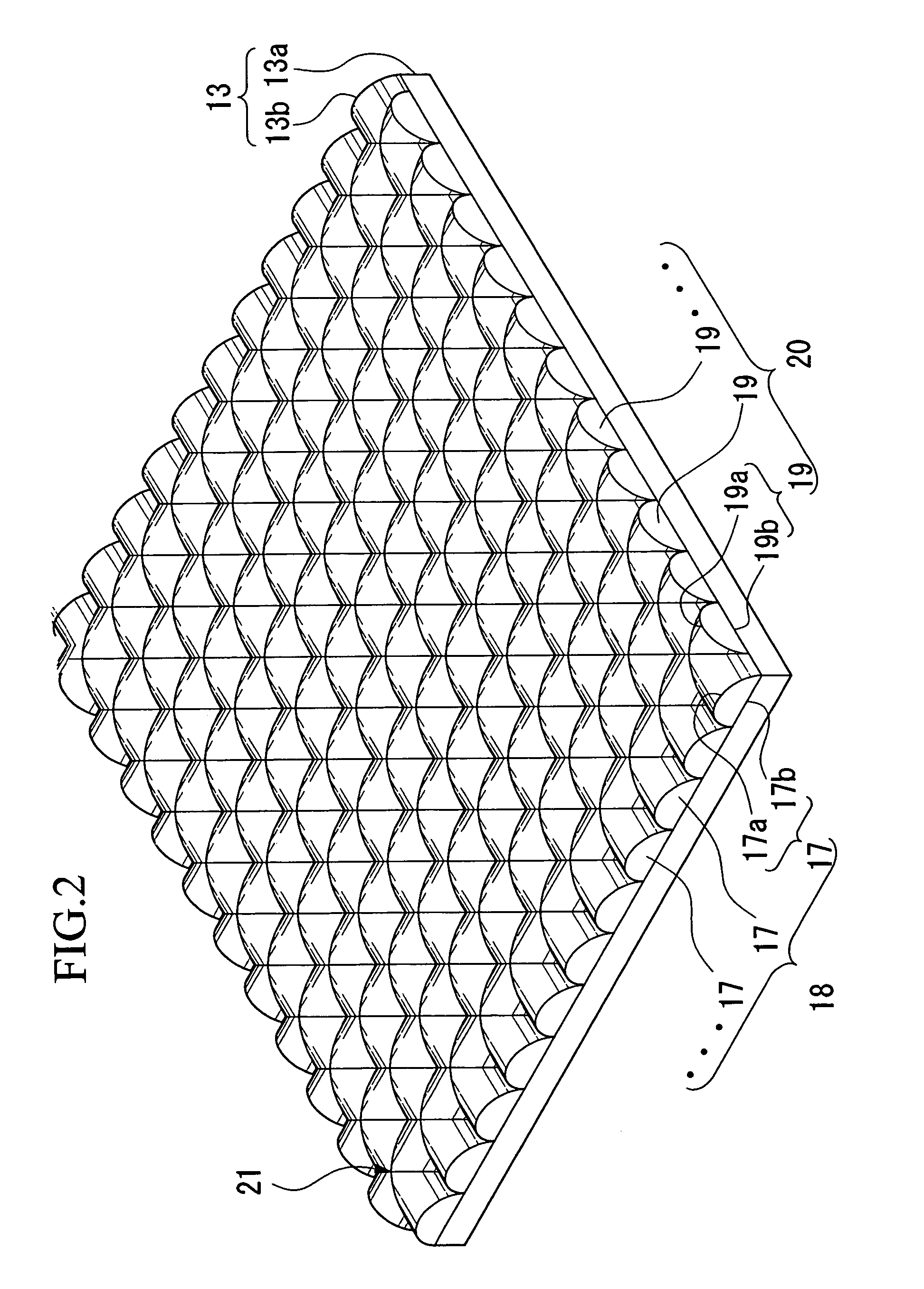 Lens array sheet and transmission screen and rear projection type display