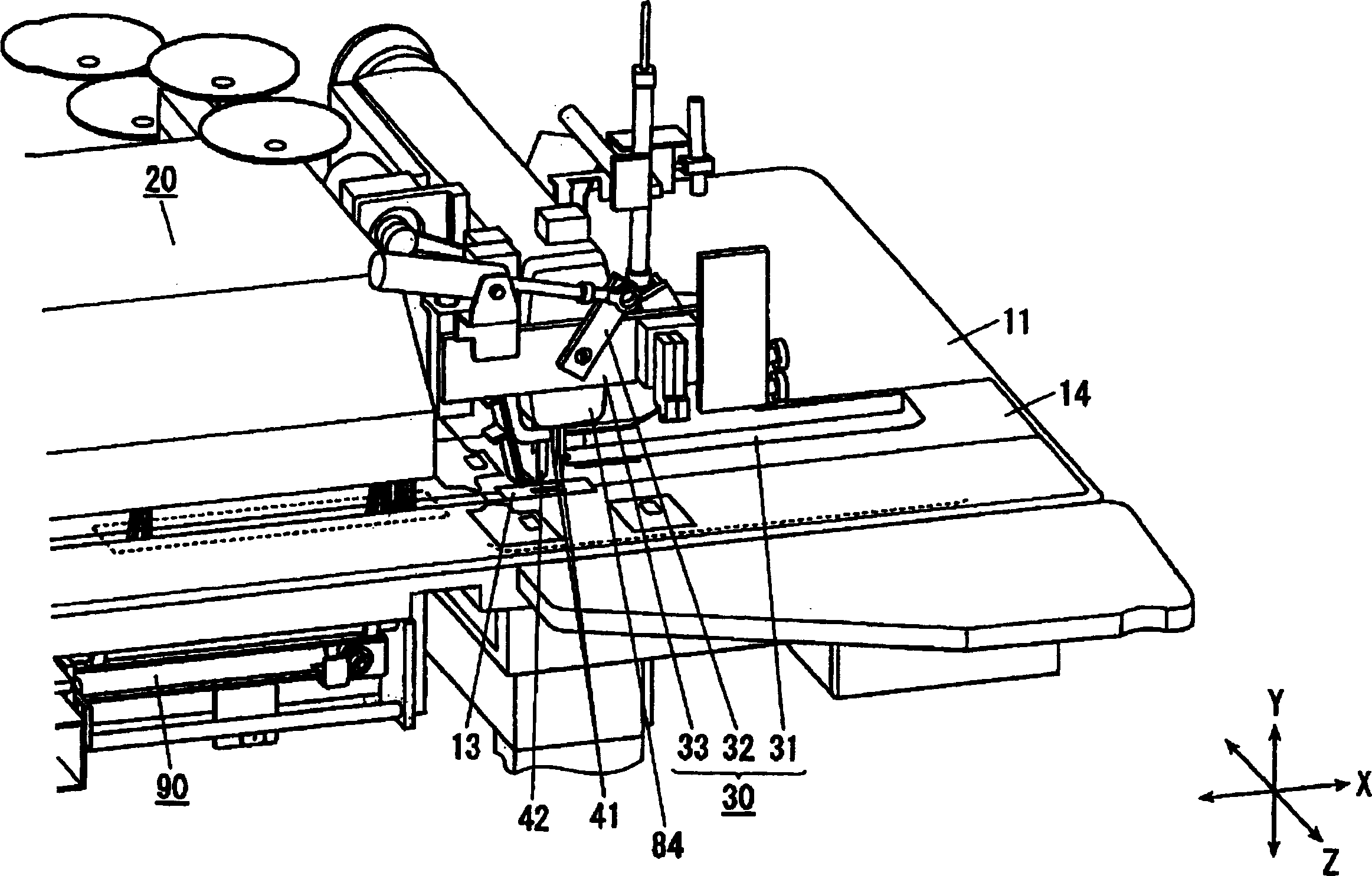 Inserting strip sewing machine