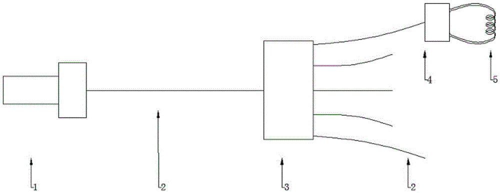 A multi-component glass up-conversion white light optical fiber lighting device