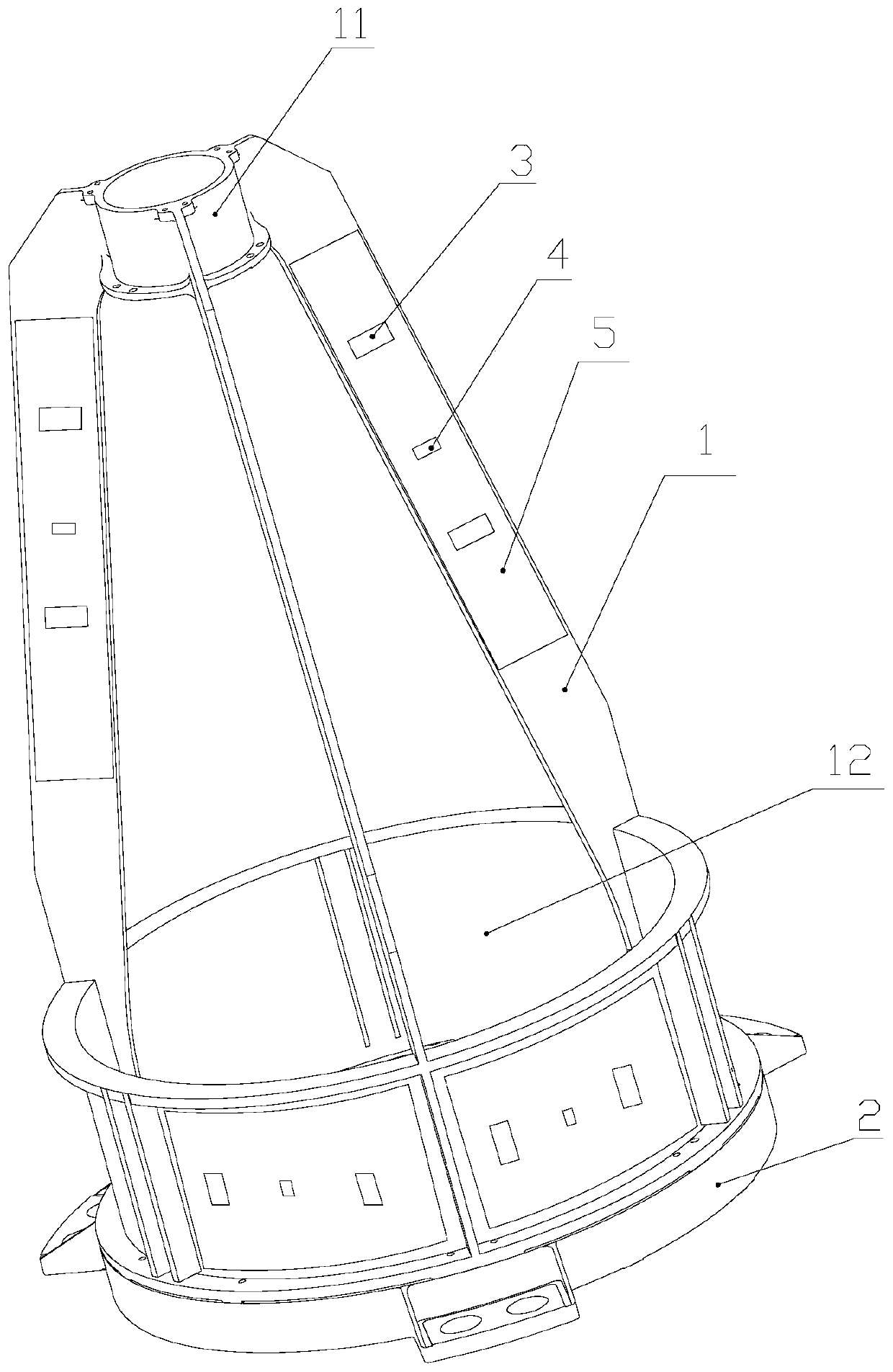 Light space camera main force-bearing device with focusing function