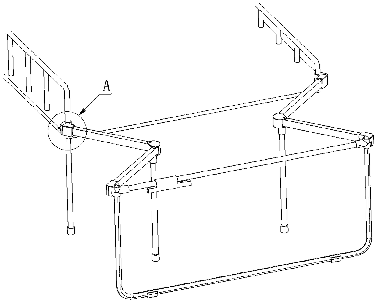 Extended folding bed for accompanying person