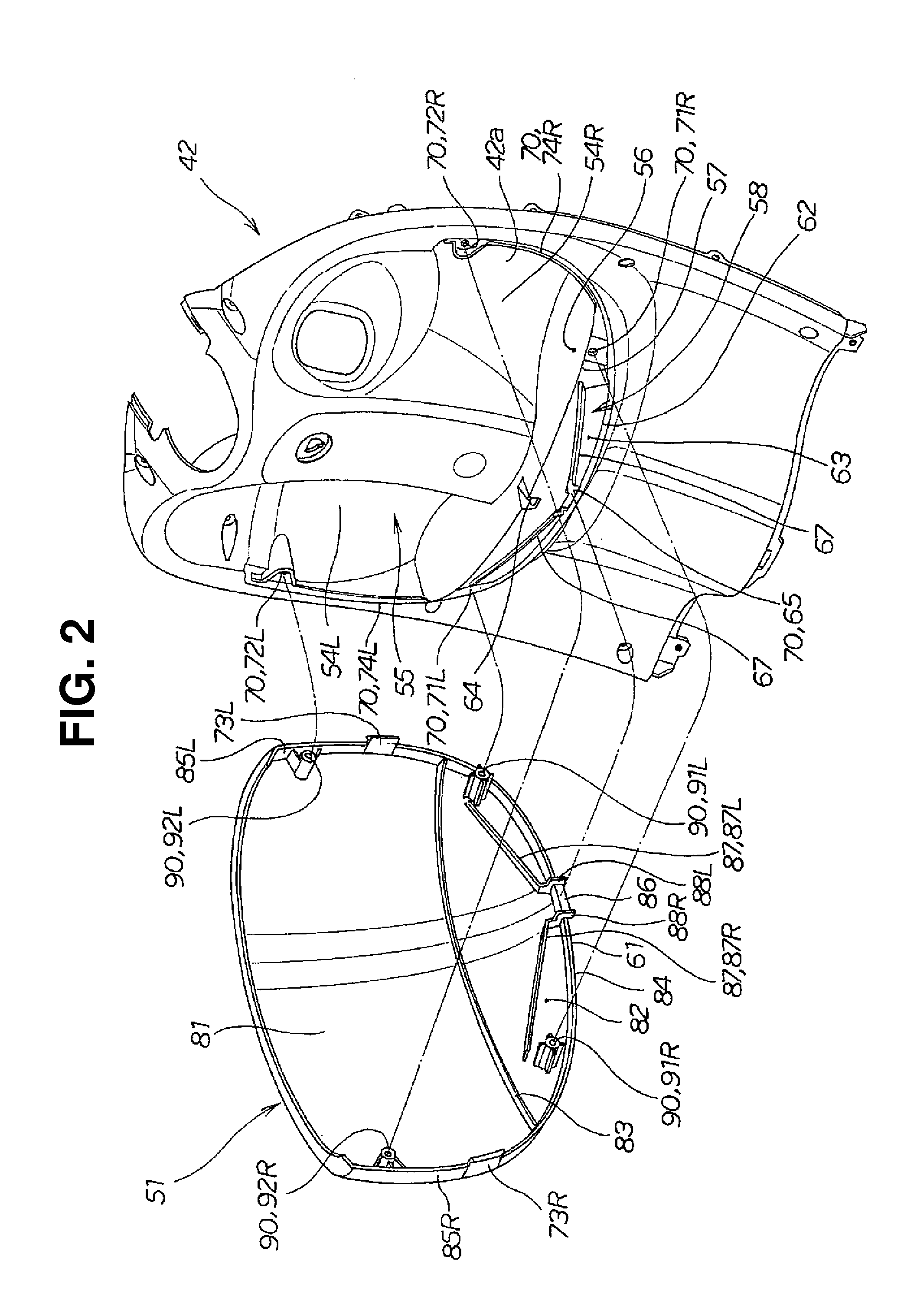 Front storage compartment with water drainage channel for a vehicle, and vehicle incorporating same