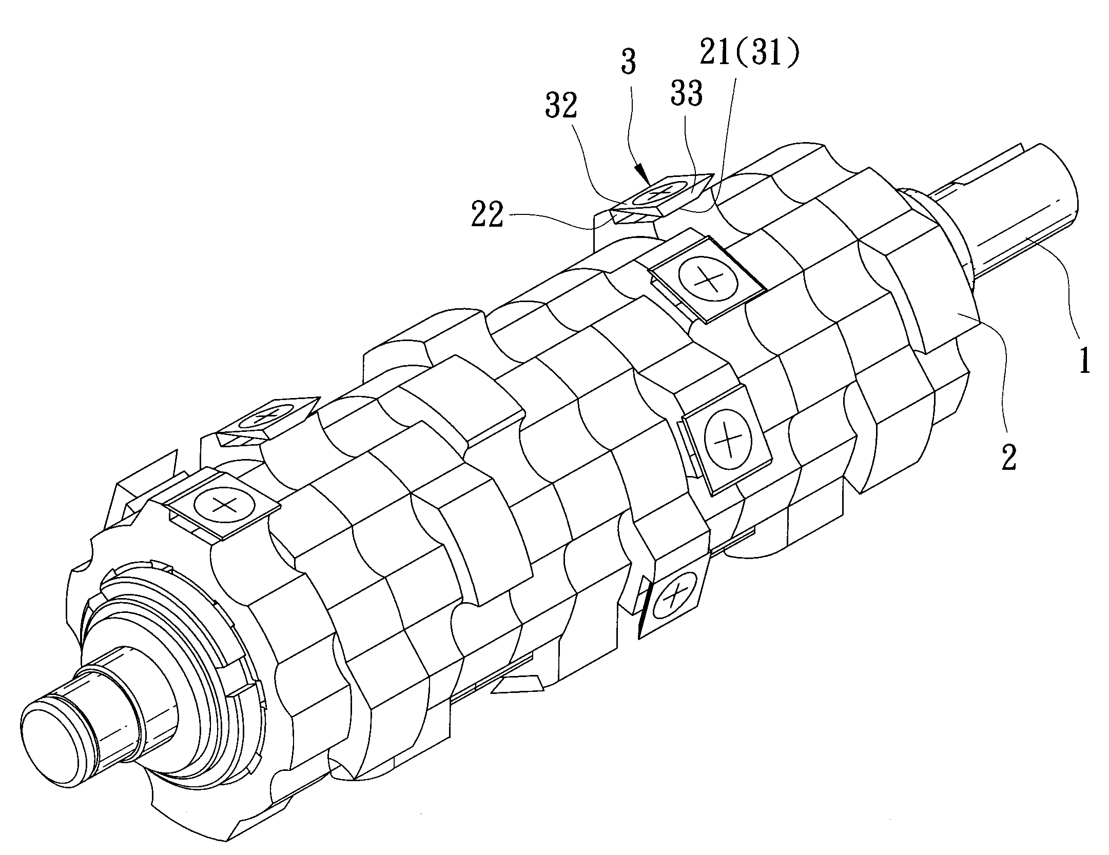 Cutter head assembly for a wood planing machine