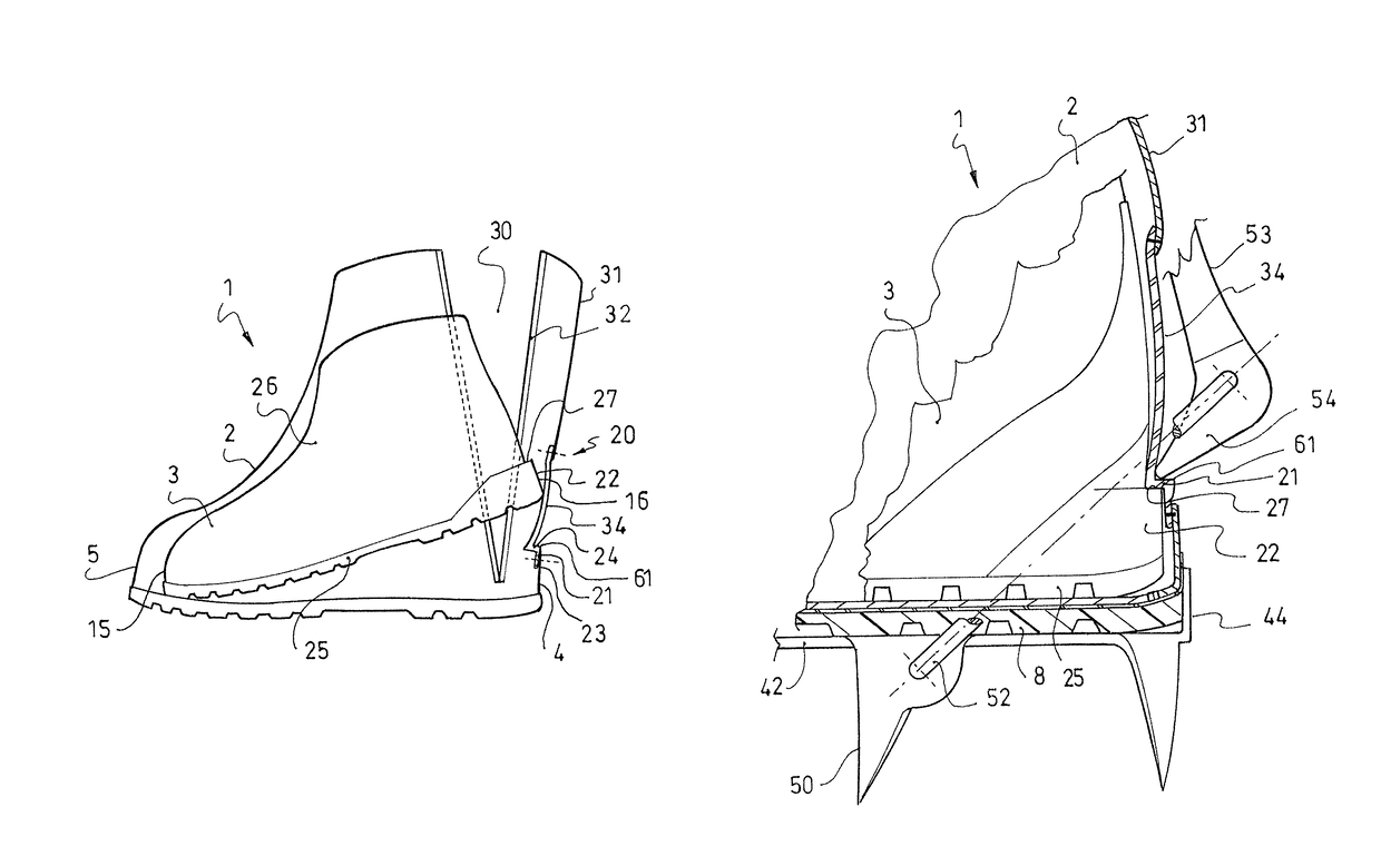 Boot having a first footwear element and a second footwear element