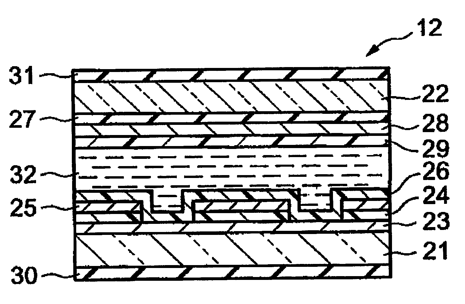 Transflective liquid crystal display device having alignment film covering plural isolated stacks of resin and diffusive reflective plate layers