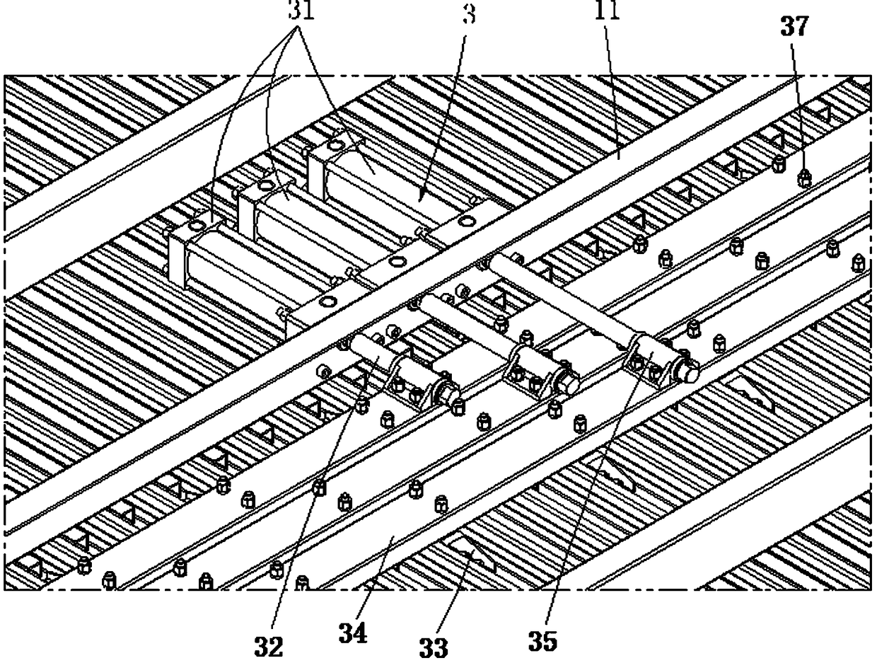 A walking type feeding device and a container using the device