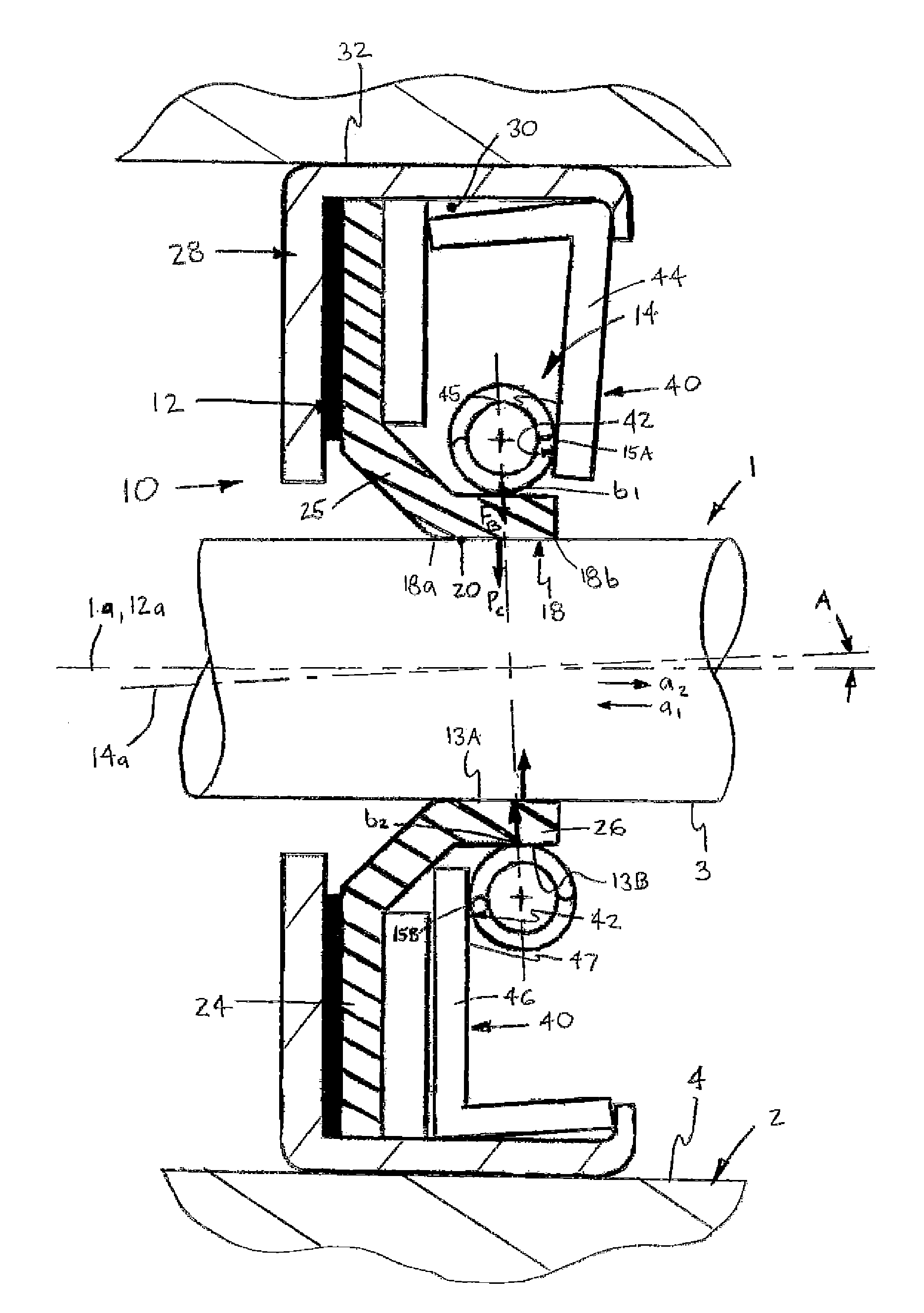 Pumping seal assembly with angled spring