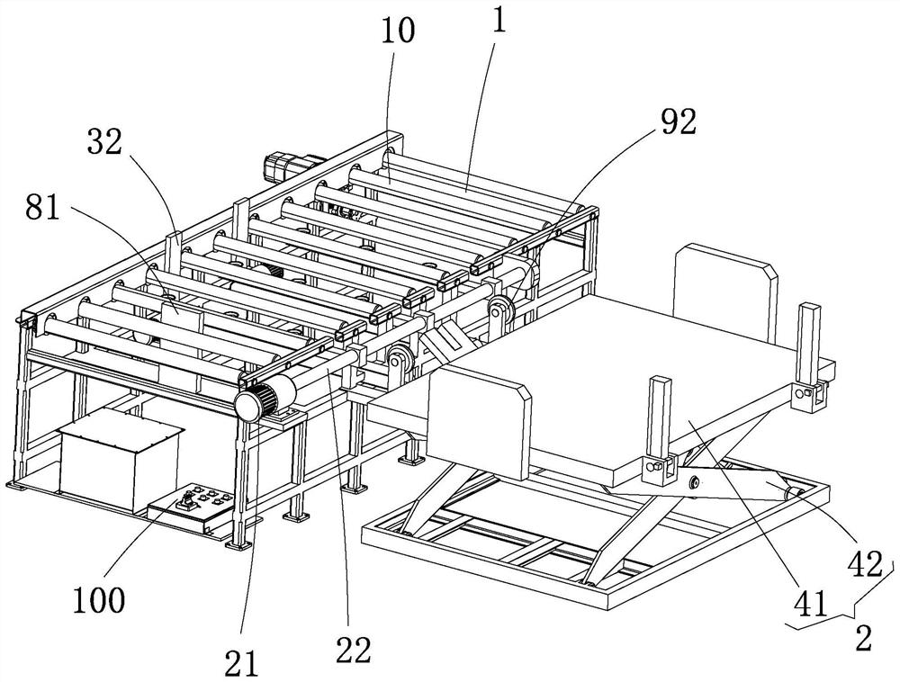 Automatic plate collecting and turning system for aluminum-plastic plate production line