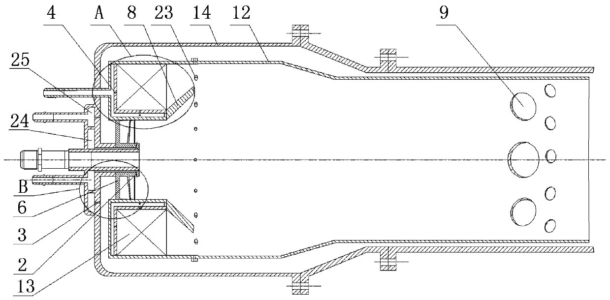 Gas turbine low-emission combustion chamber using gas fuels