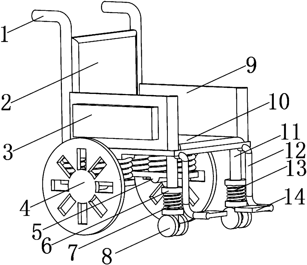 Walking aid wheelchair buffering and damping mechanism