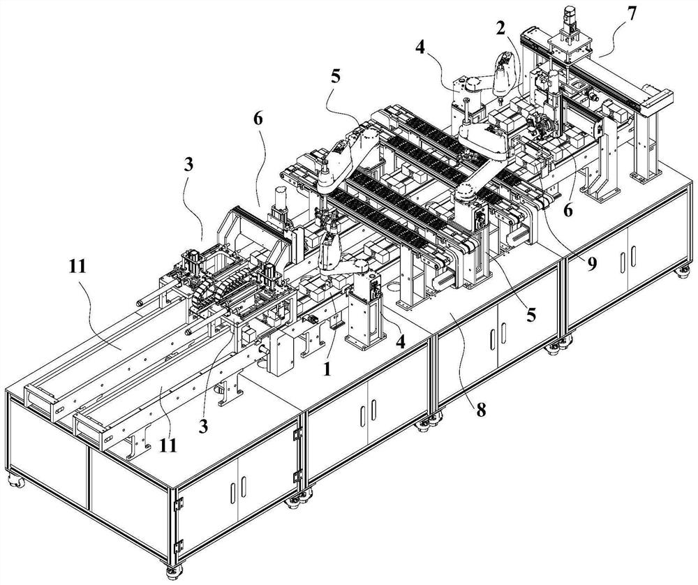 Automatic sensor component-adhering assembly line and component-adhering method