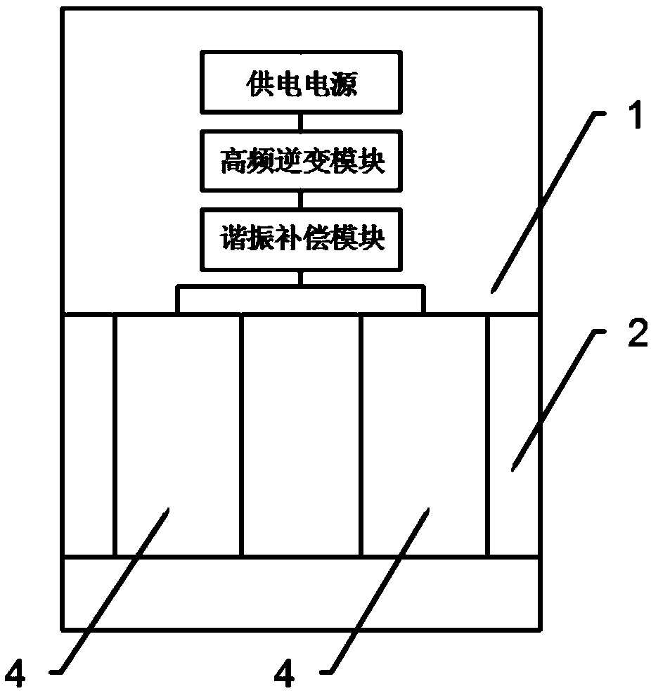 Cylindrical quadrupole plate structure underwater radio energy transmission device based on electric field coupling