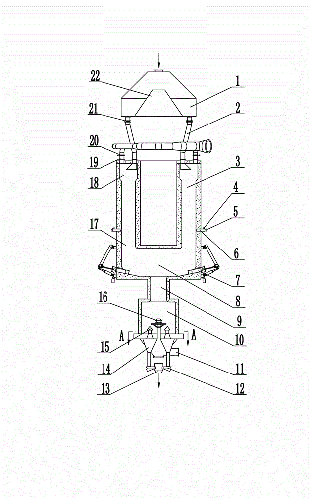 Calcinating shaft kiln comprehensively utilizing heat energy unit temperature field