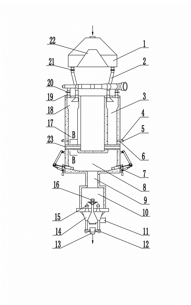 Calcinating shaft kiln comprehensively utilizing heat energy unit temperature field