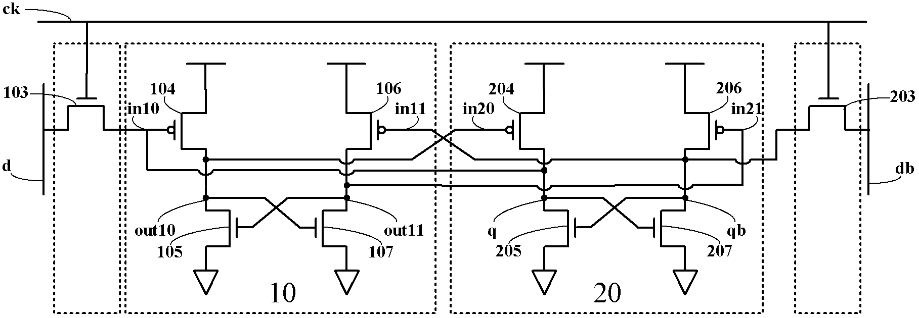 Register circuit with radiation reinforcing design