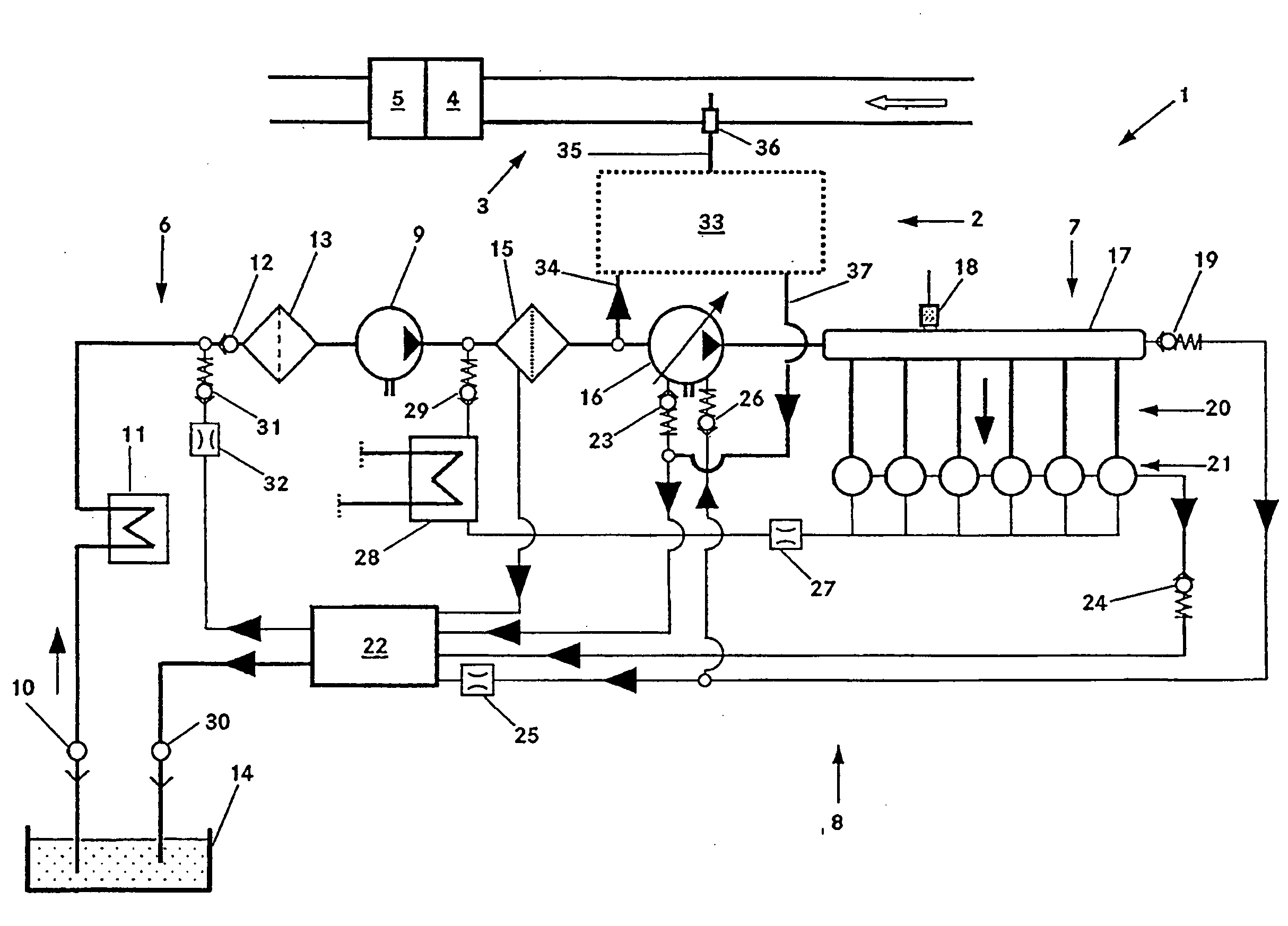 Injection system having a device for metering fuel into an exhaust system of an internal combustion engine and a method for this purpose