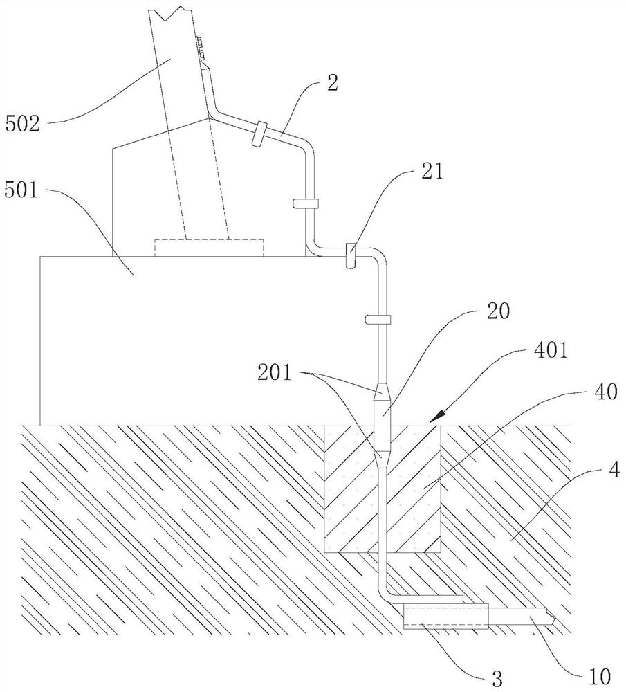 A ground grid grounding connection device and connection method for electric power equipment