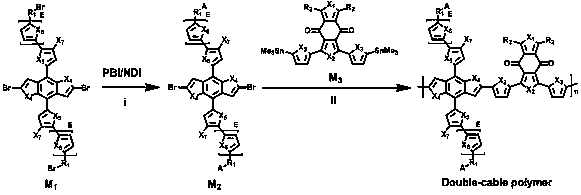 Preparation method and application of double-cable polymer