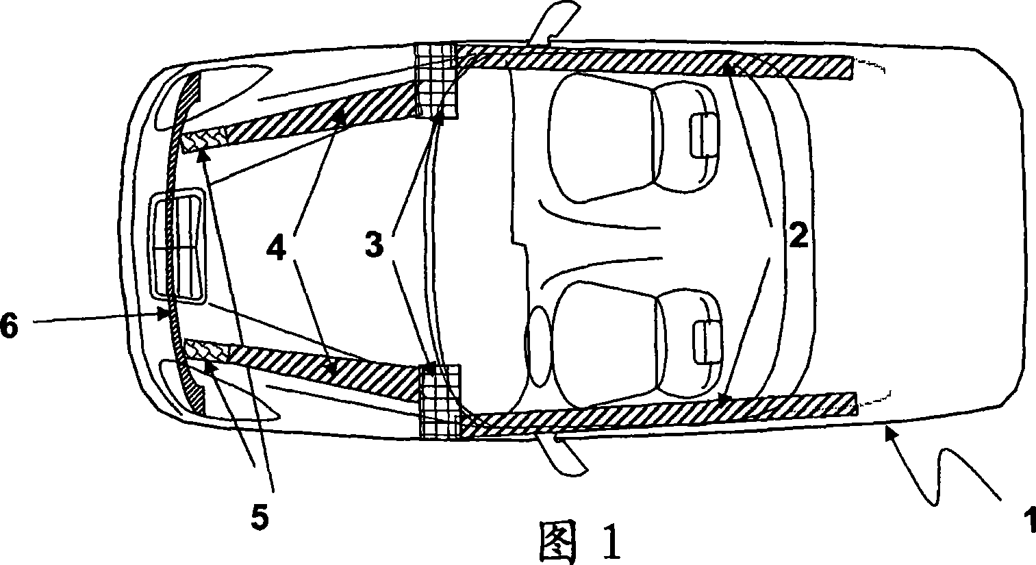 Band-pass box in the supporting structure of a vehicle