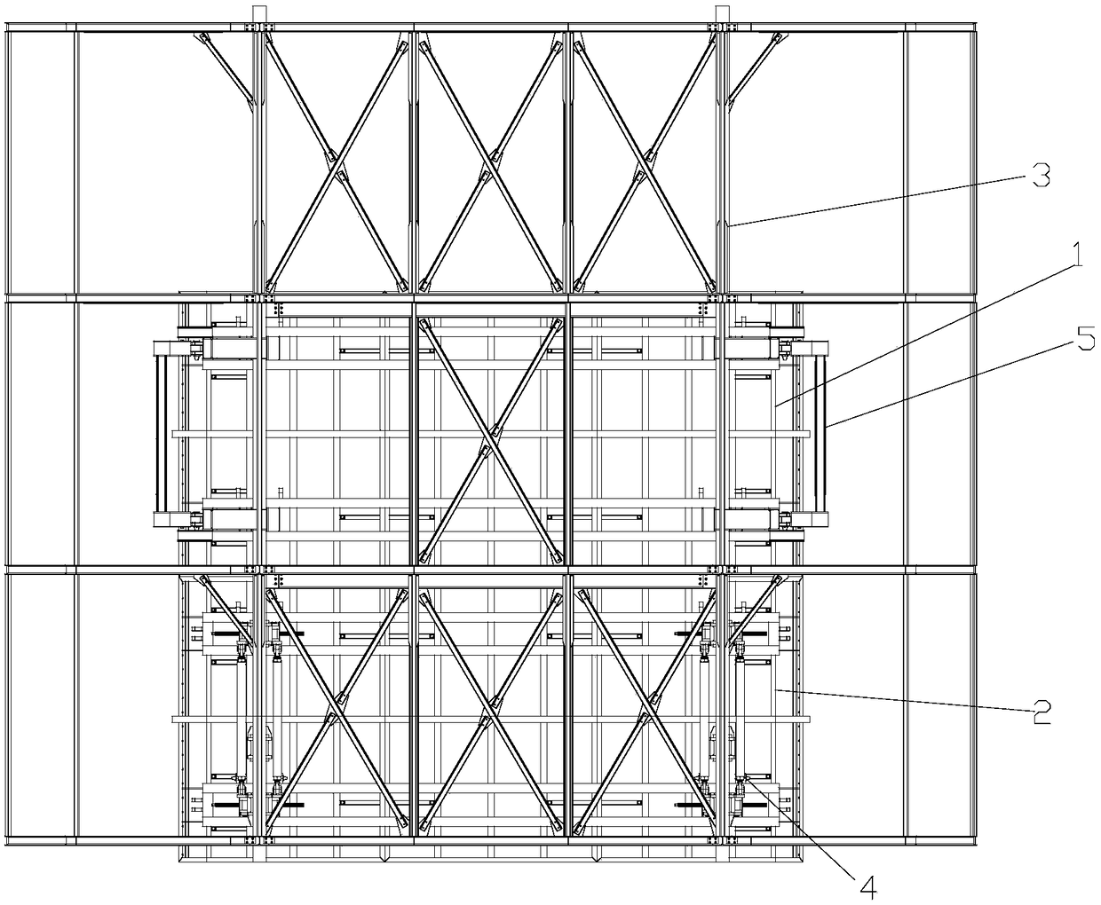 Self-climbing hydraulic formwork turning system for high pier