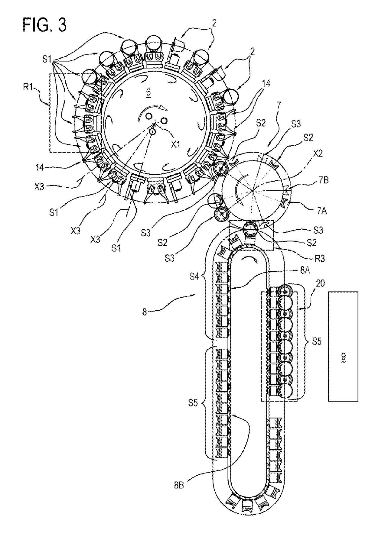 Unit and method for grouping together and aligning capsules