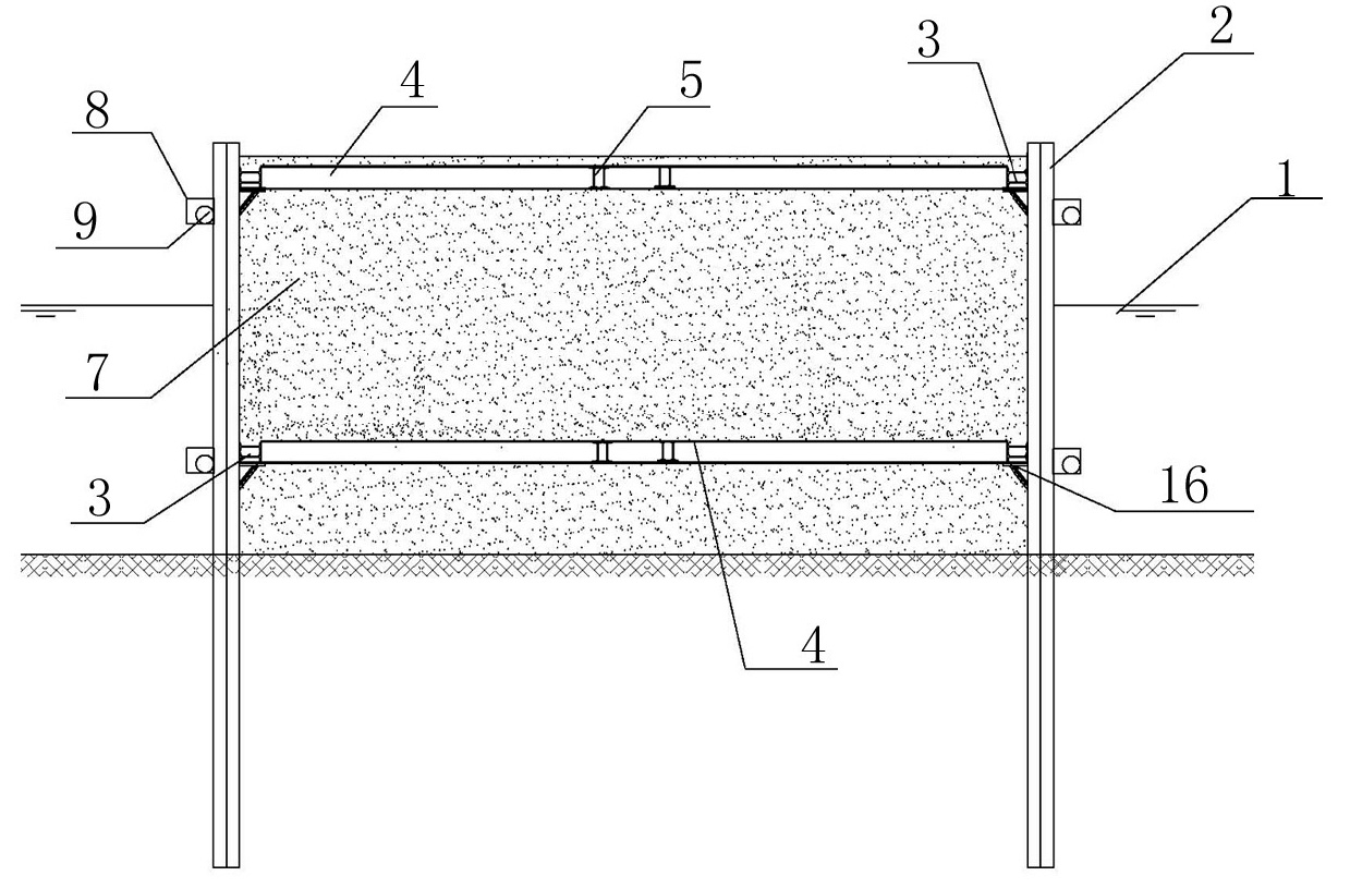 Hooping type steel sheet pile cofferdam platform and integrated construction method depending on cofferdam platform