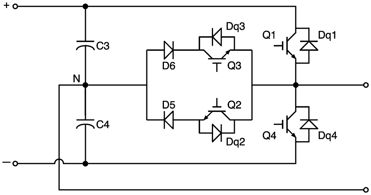 T-type conversion circuit and corresponding three-phase conversion circuit and conversion device