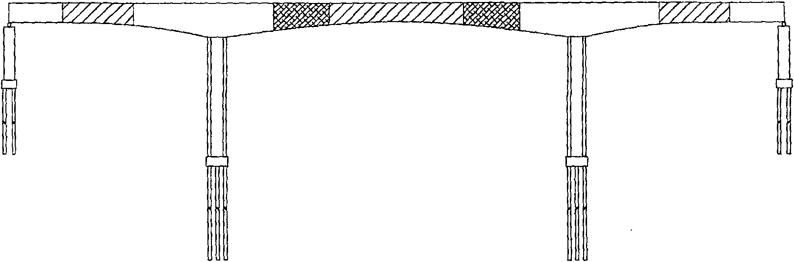 Continuously strong bridge structure with variable concrete density gradient