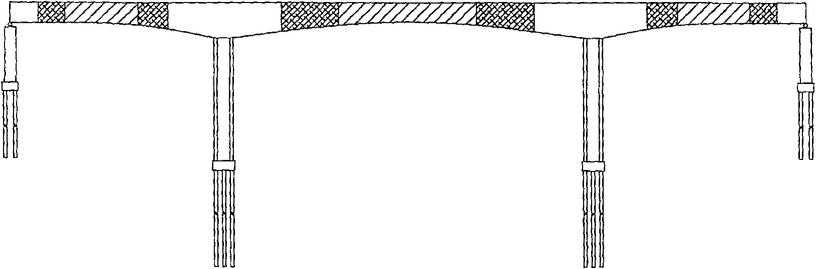 Continuously strong bridge structure with variable concrete density gradient