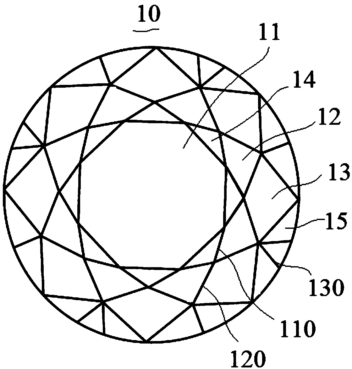 The 101-faceted diamond structure and its cutting method in the shape of a blue lotus inside