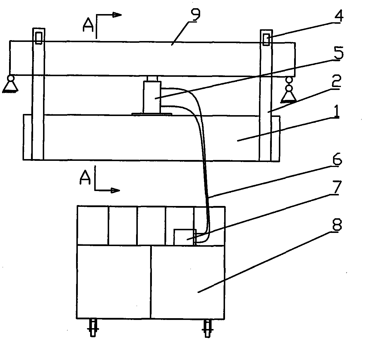 Device and method for correcting spatially-downwarped steel beam