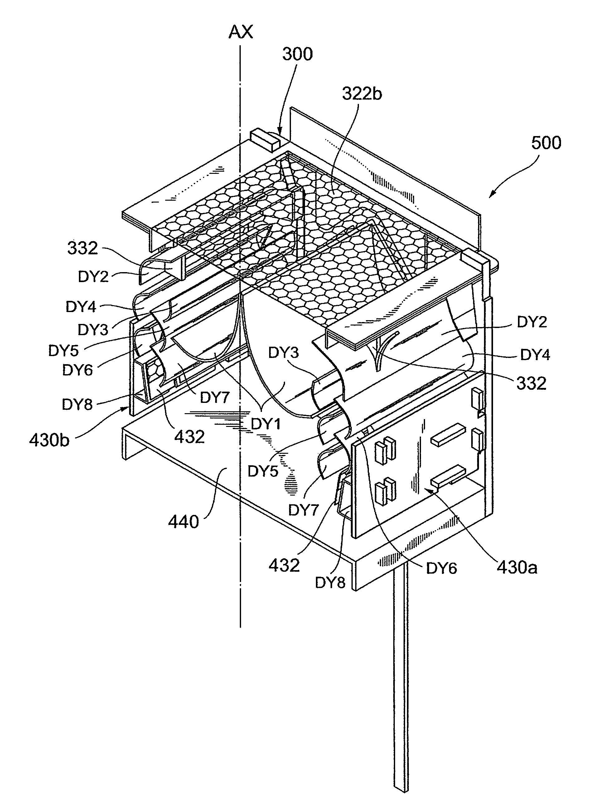 Photomultiplier having multiple dynode arrays with corresponding insulating support member