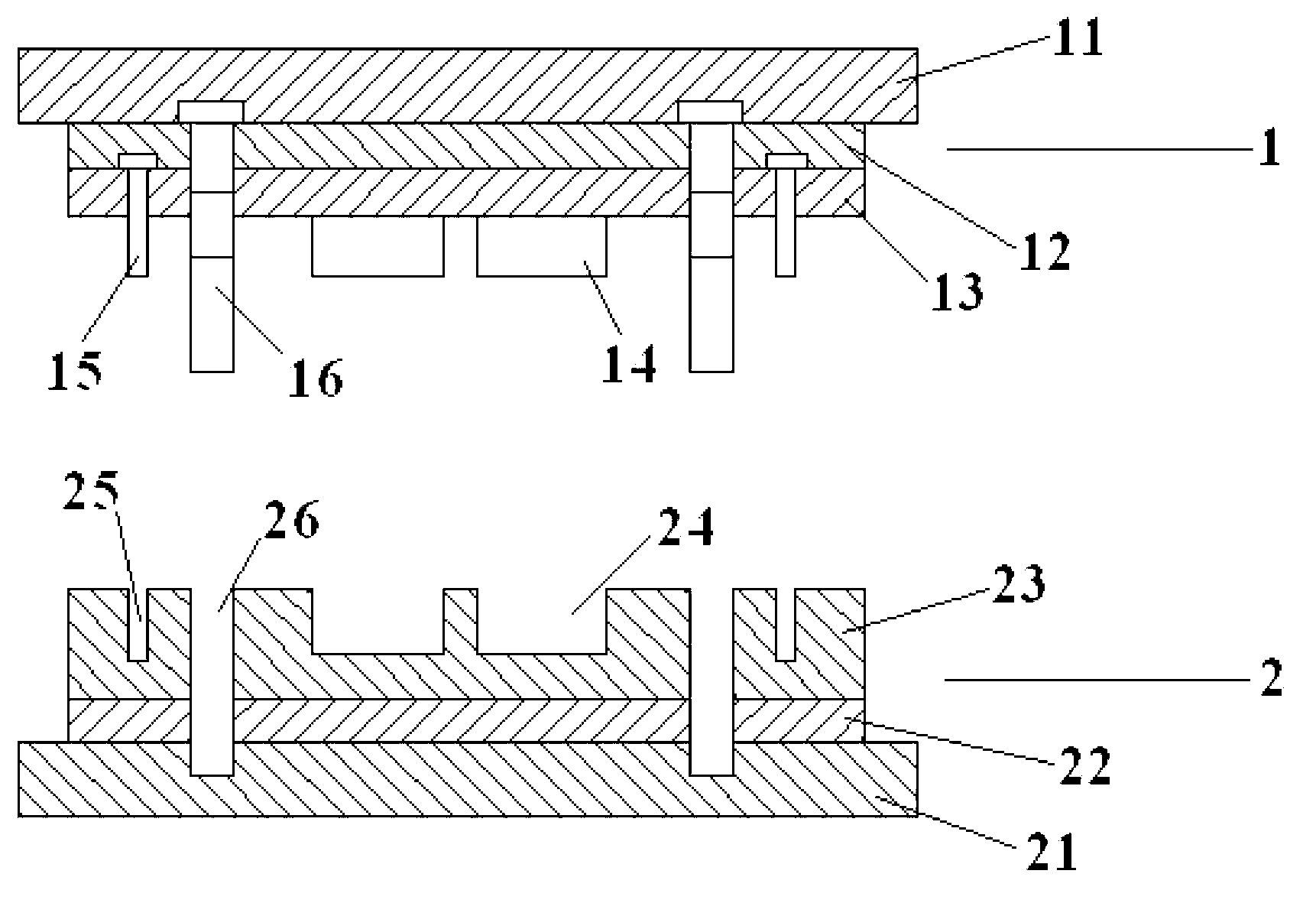 Continuous punching die for punch forming standard component