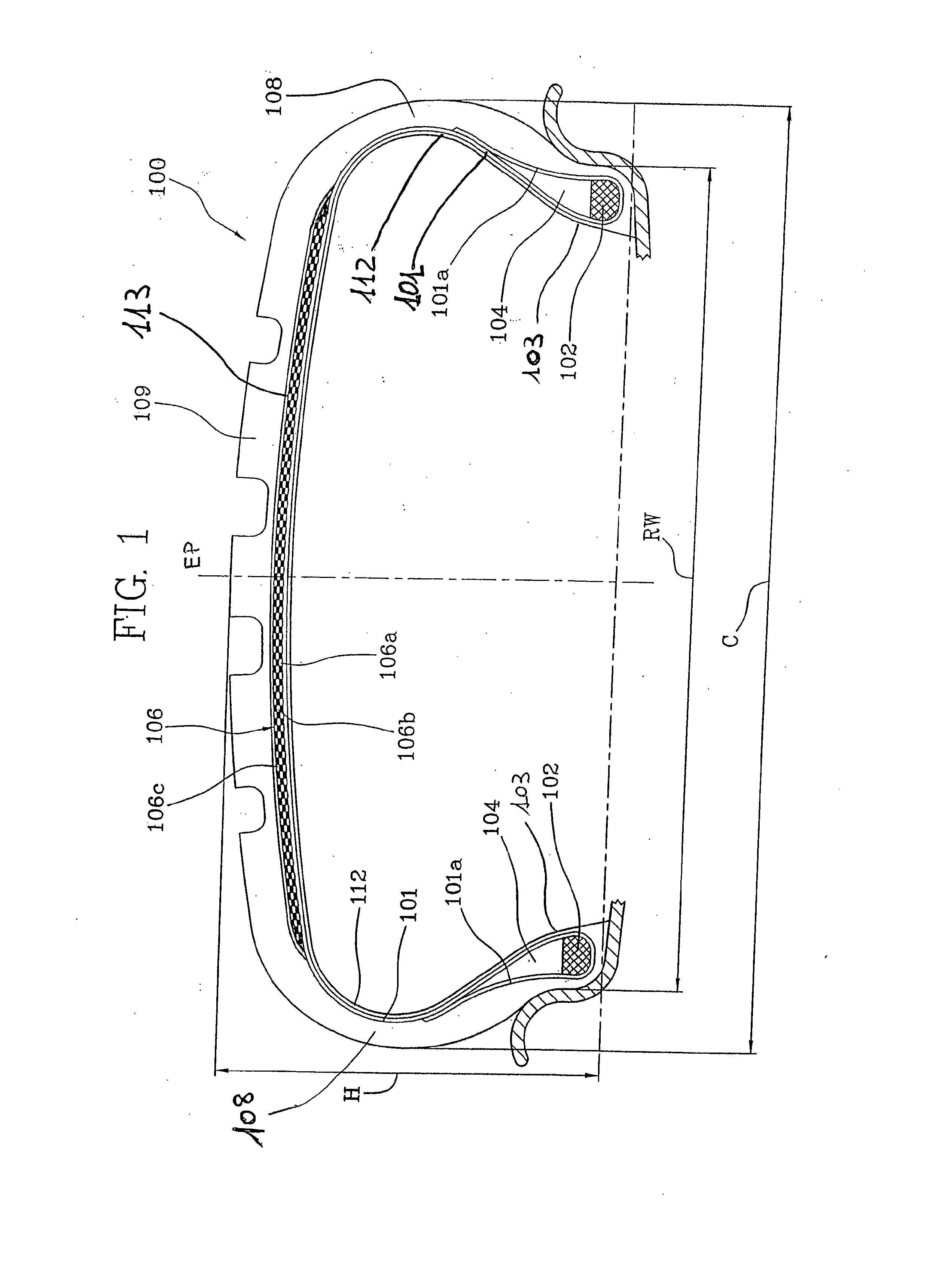 Tire having a structural element reinforced with a hybrid yarn