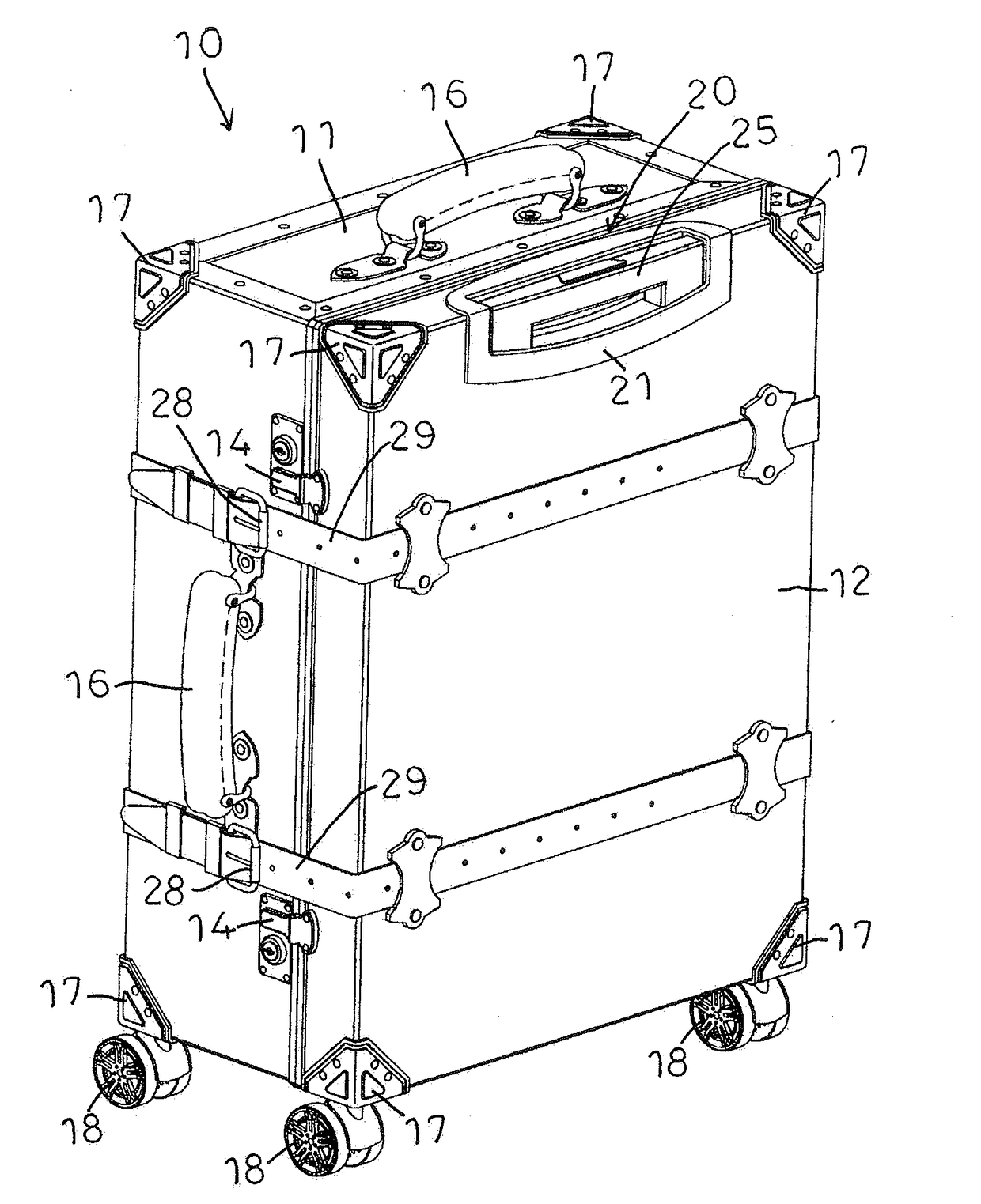 Luggage Containing Handle Assembly in a Cover