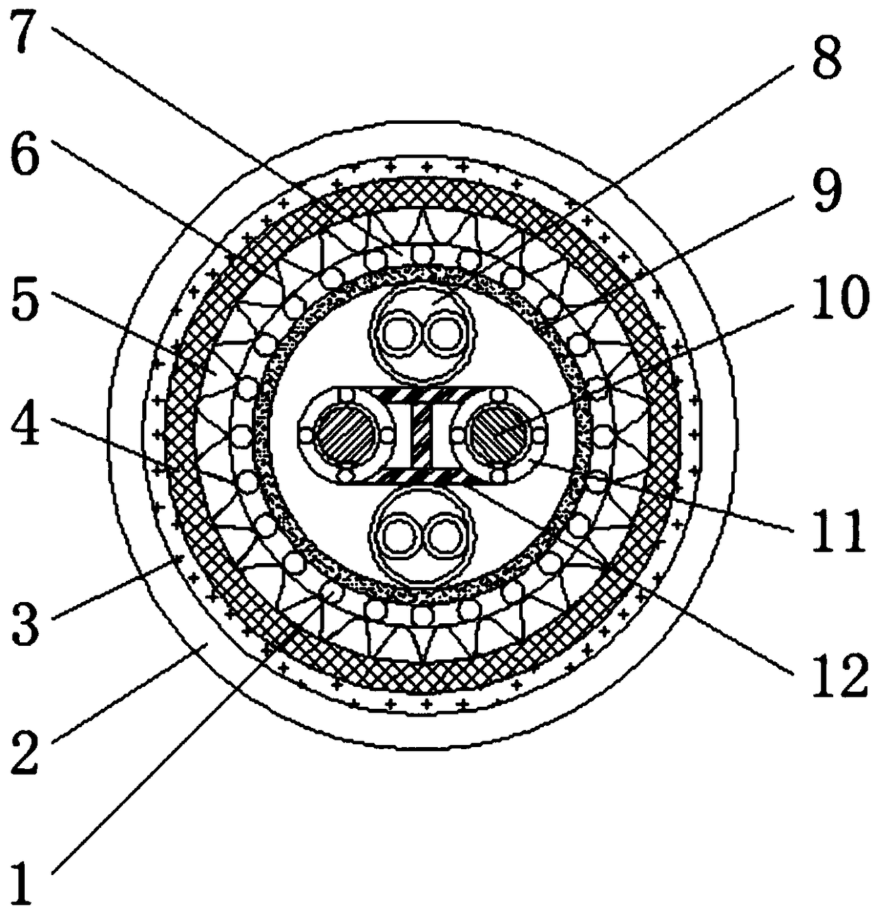 Compression-resistant and wear-resistant coaxial cable