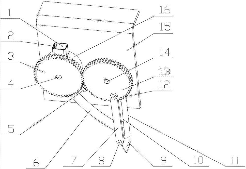 Gear-driven hole-pricking and seed-discharging mechanism of mold-hole type seed meter