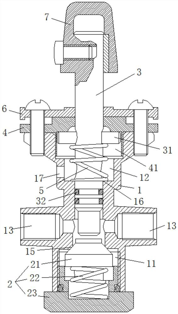 Three-way valve with pin shaft driving