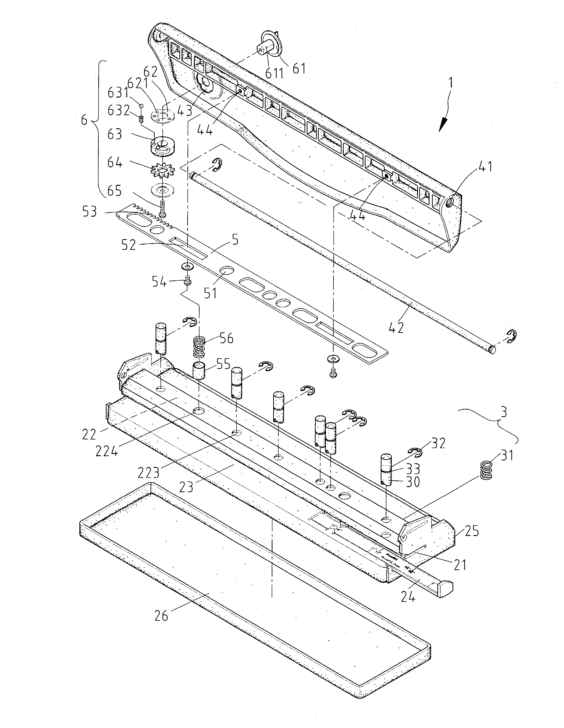 Punch with punch elements in adjustable positions