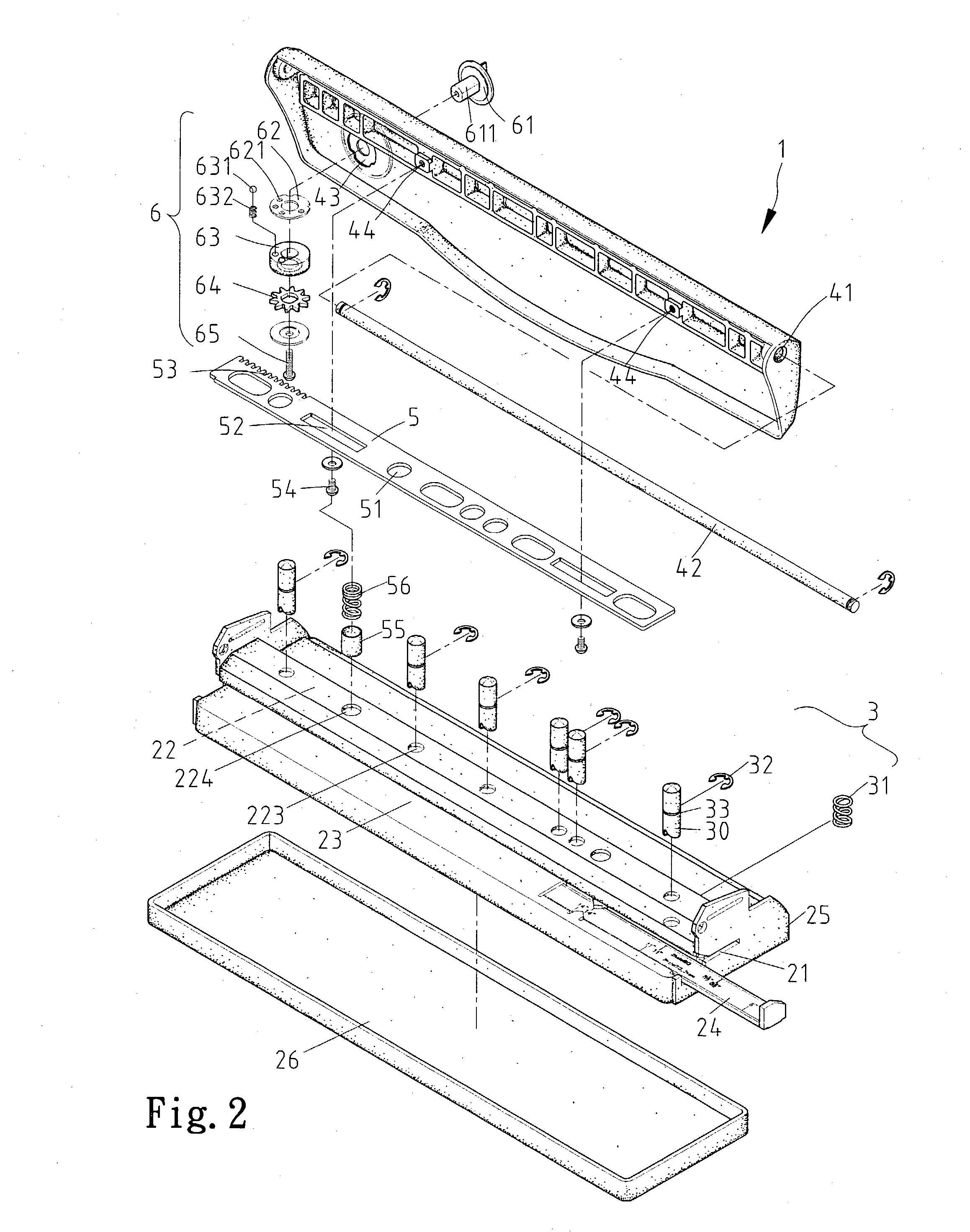 Punch with punch elements in adjustable positions