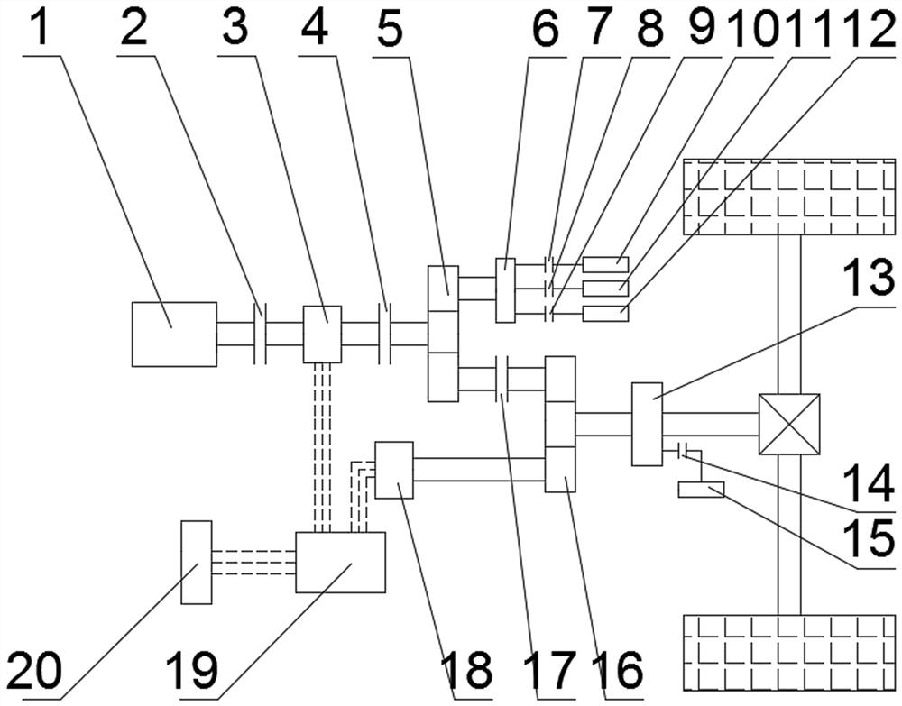 A control method for the power transmission system of a gasoline-electric hybrid washing and sweeping vehicle