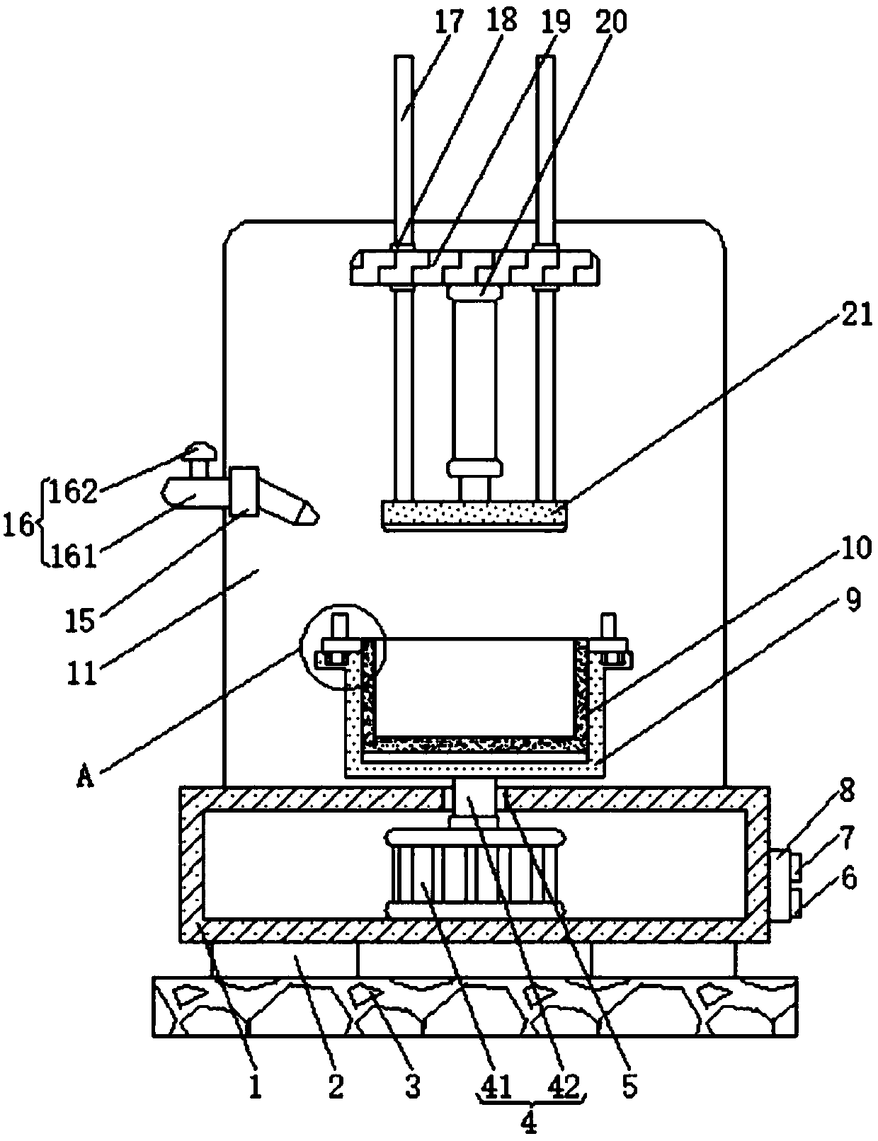 Tooth crushing device facilitating material collecting and used for tooth detection