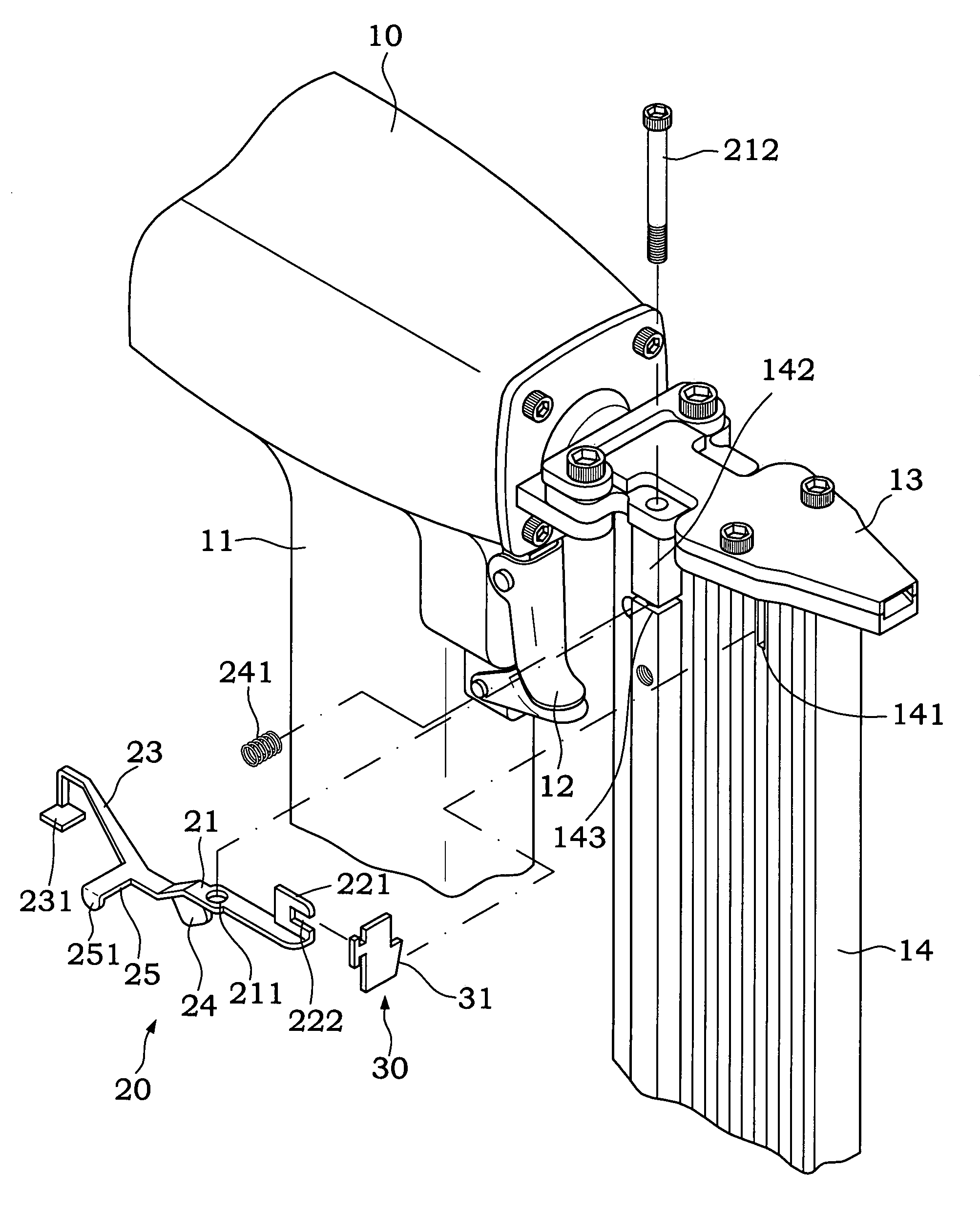 Safety catch mechanism of nail guns