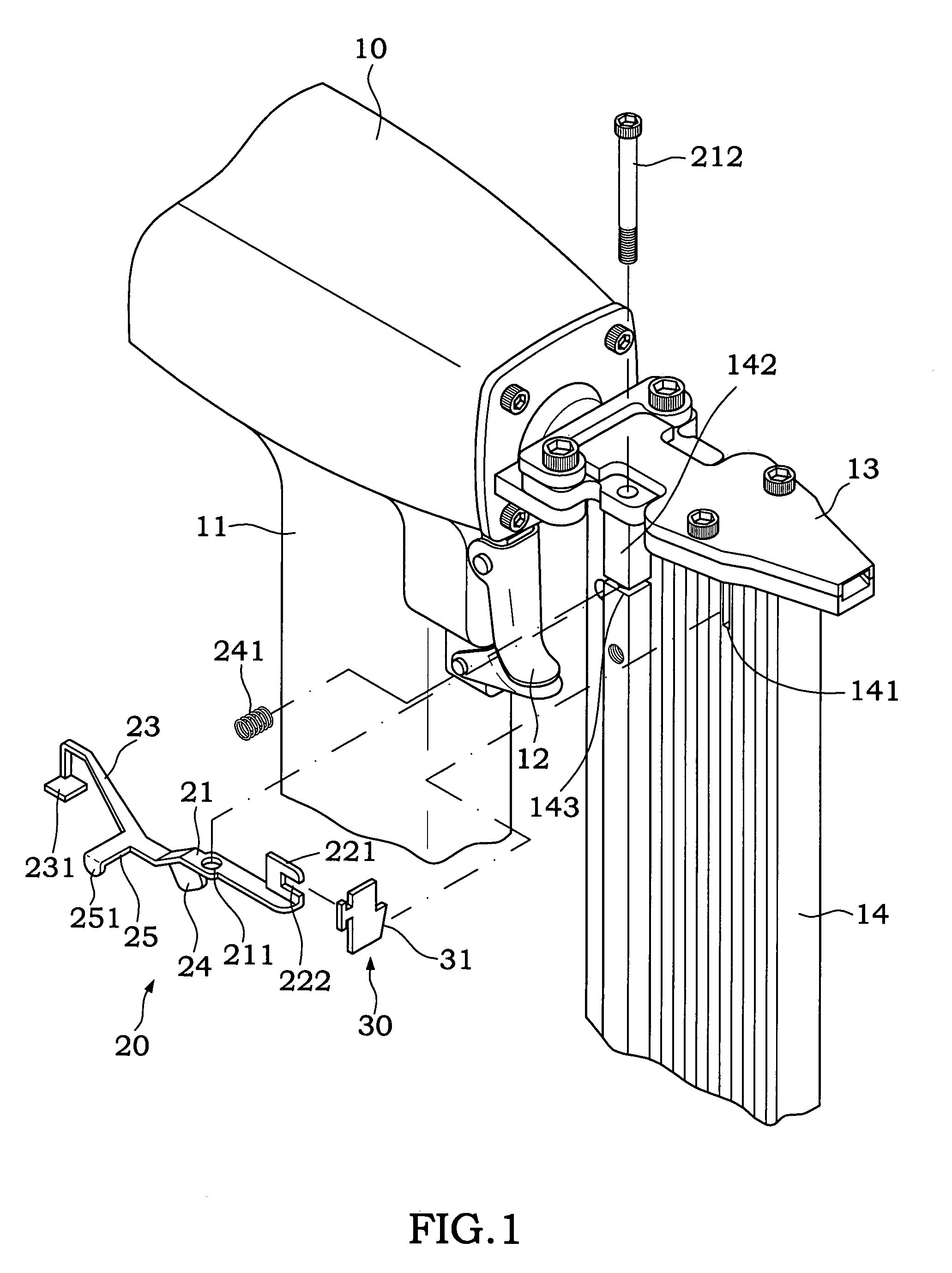 Safety catch mechanism of nail guns