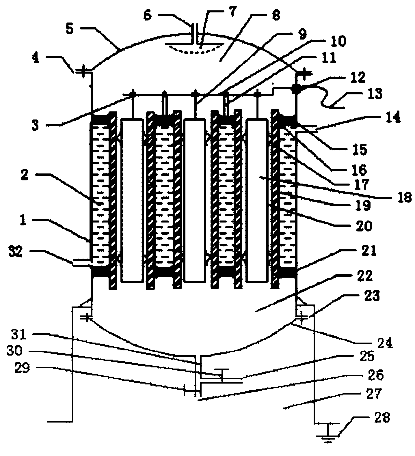 Ozone discharging tube, ozone discharging chamber and vertical type ozone generating device