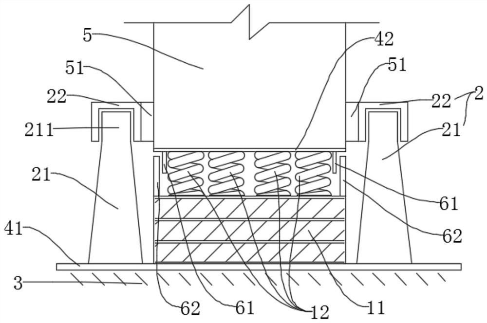 A three-dimensional shock-absorbing vibration-isolation bearing for a building