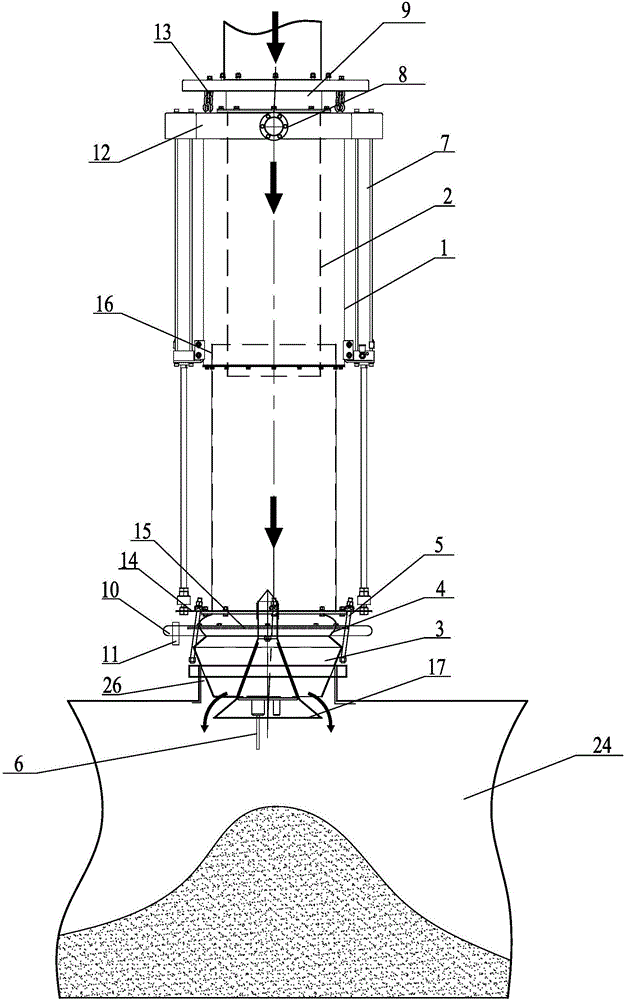 Powdery and granular material tank car telescopic charging pipe with positioning guiding function