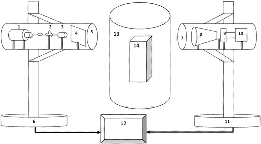 Measuring device for measuring displacement or deformation quantity of parts in high- and low-temperature vacuum glass covers